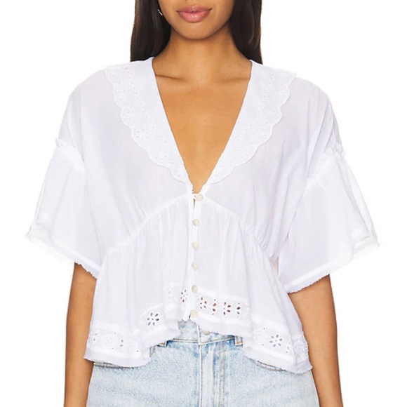Free People Bella Cutwork Top - Picture 1 of 4